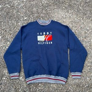 Tommy Crewneck Sweatshirt Sz Large Embroidered Good Condition